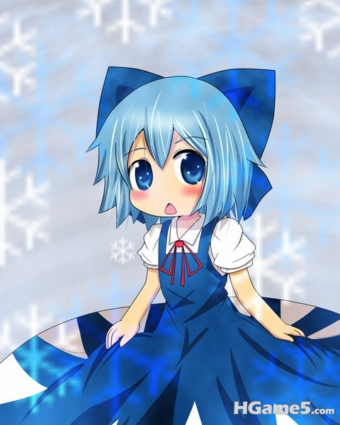 p498136_blue_eyes blue_hair cirno dress fairy kanotchi ribbon snowflake touhou.jpg