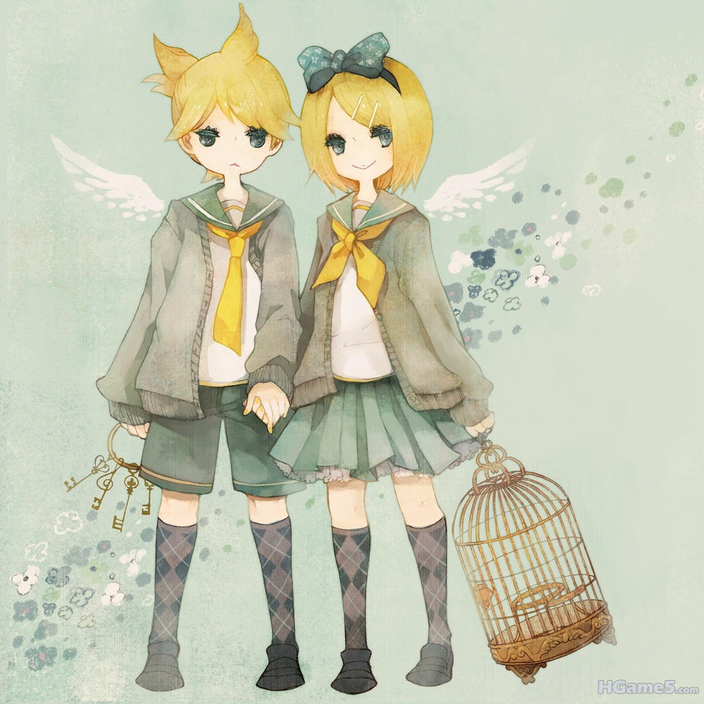moe 75542 kagamine_len kagamine_rin pechika vocaloid wings.jpg