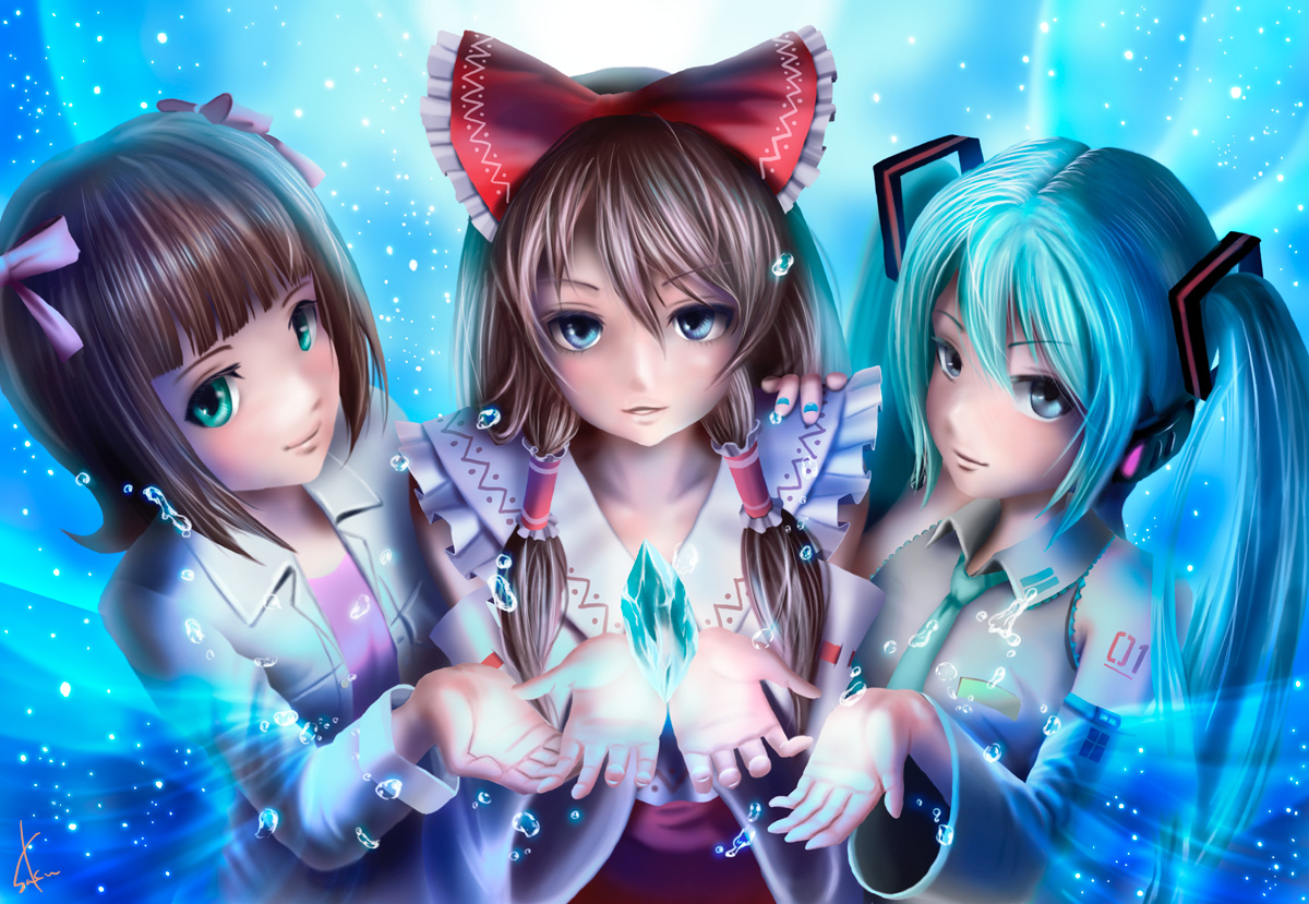 moe 69422 amami_haruka hakurei_reimu hatsune_miku saku_(saku9595) the_idolm@ster.jpg