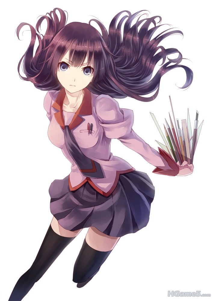 moe 183703 bakemonogatari paseri seifuku senjougahara_hitagi thighhighs.jpg