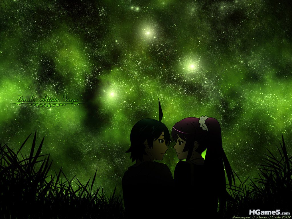 Konachan.com - 60594 araragi_koyomi bakemonogatari black_hair green long_hair ne.jpg