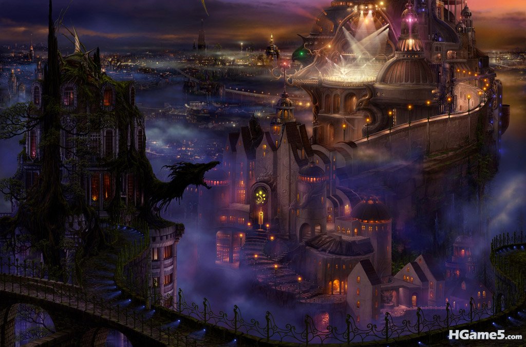 Konachan.com - 62682 city clouds grass landscape night scenic sky tree ucchiey.jpg