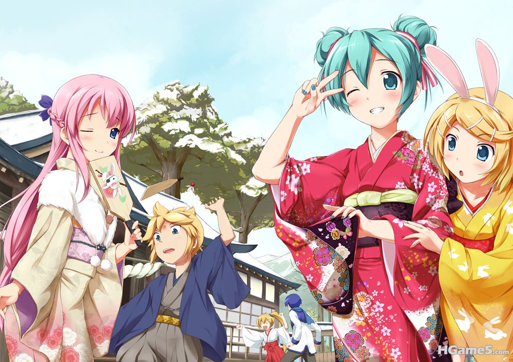 eru animal_ears aqua_eyes aqua_hair blonde_hair bunny_ears.jpg