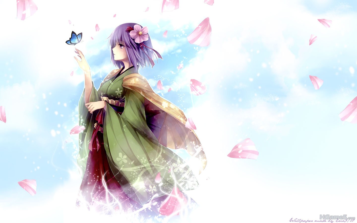 Konachan.com - 79198 butterfly flowers hieda_no_akyu japanese_clothes kimono pet.jpg