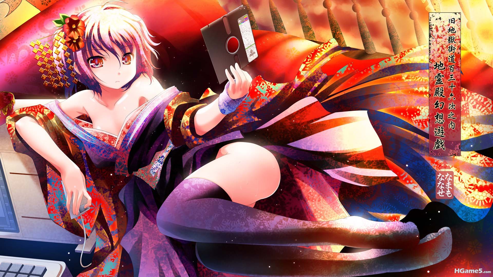 Konachan.com - 81430 cleavage japanese_clothes kawashiro_mitori kimono namamo_na.jpg