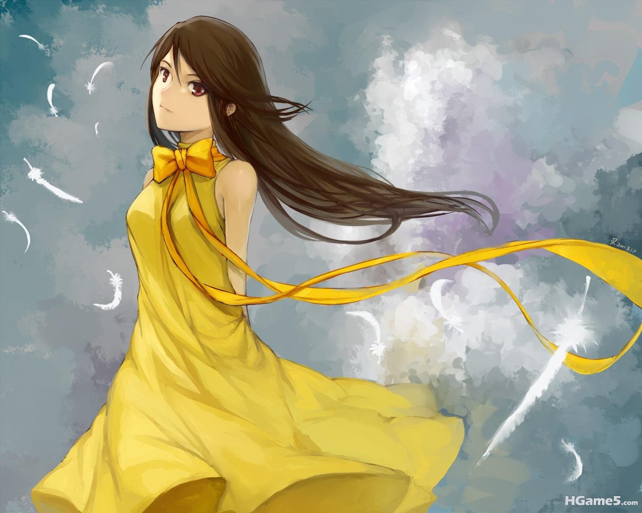 Konachan_com - 112219 clouds dress feathers mishima_reika rahxephon.jpg