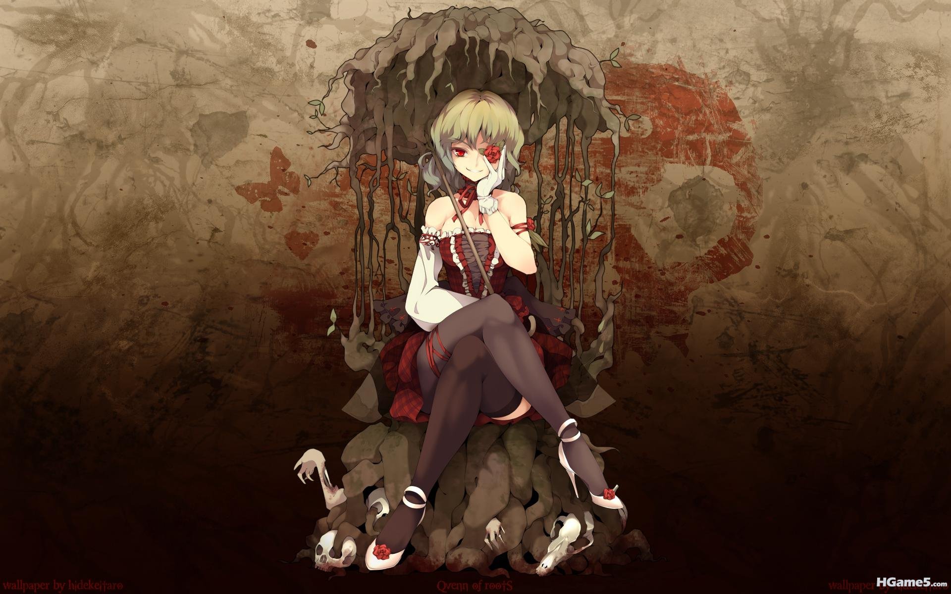 Konachan_com - 74464 blood butterfly flowers gothic kazami_yuuka rose touhou.jpg