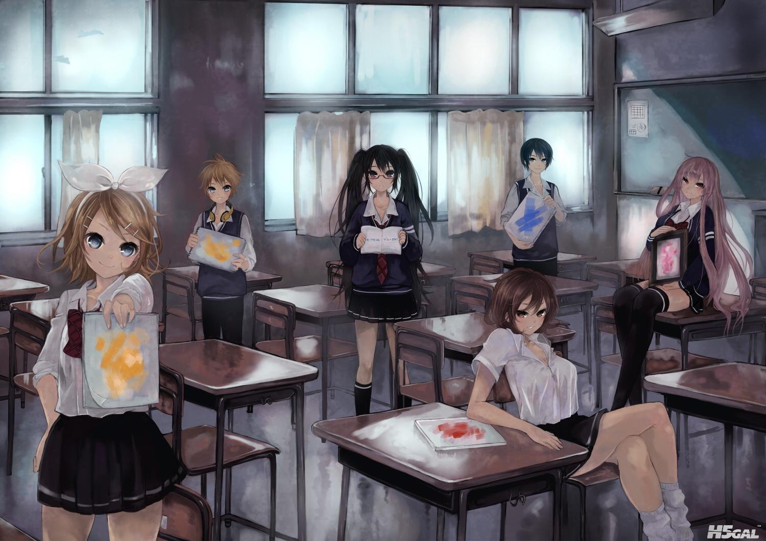 asses hatsune_miku headphones kagamine_len kagamine_rin kaito megurine_luka meik.jpg