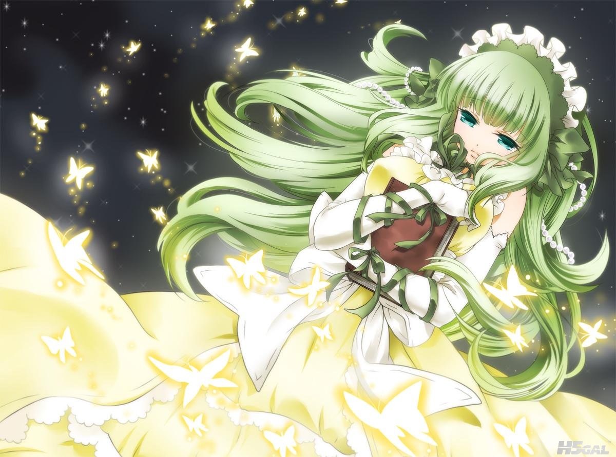 Konachan_com - 84370 book butterfly claire_bernardus green_hair umineko_no_naku_.jpg