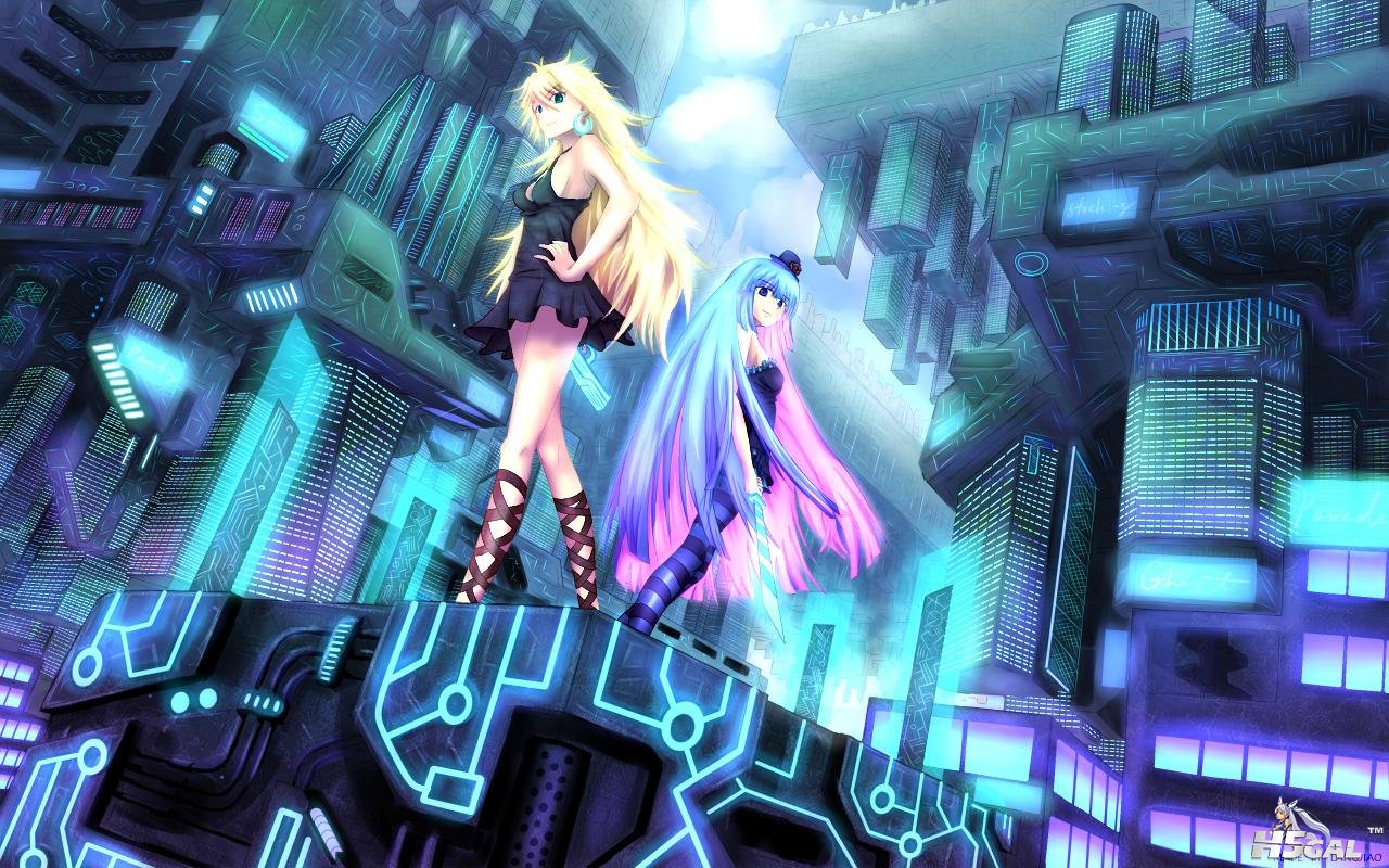 blonde_hair blue_eyes blue_hair dress hat long_hair panty_&_stocking_with_garter.jpg