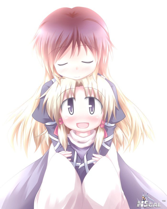 p613411_2girls baerun blonde_hair blue_eyes blush cape gradient_hair hijiri_byak.jpg