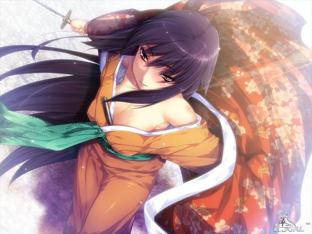 Konachan_com - 113117 black_hair cleavage game_cg japanese_clothes kimono nitou_.jpg