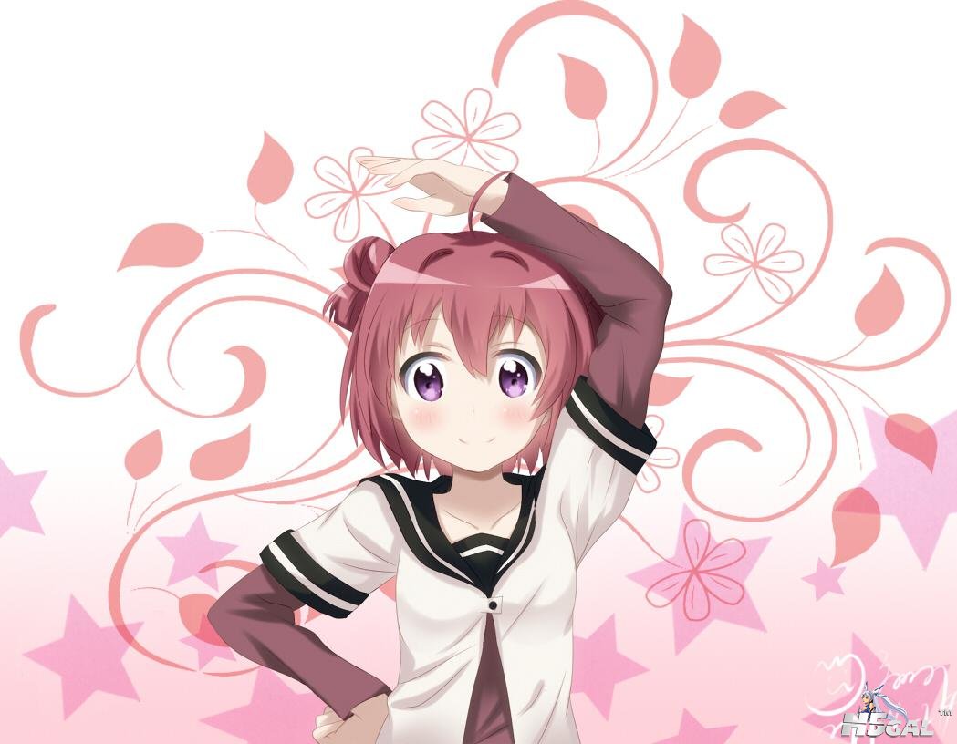 Konachan_com - 113300 akaza_akari purple_eyes red_hair seifuku short_hair stars .jpg