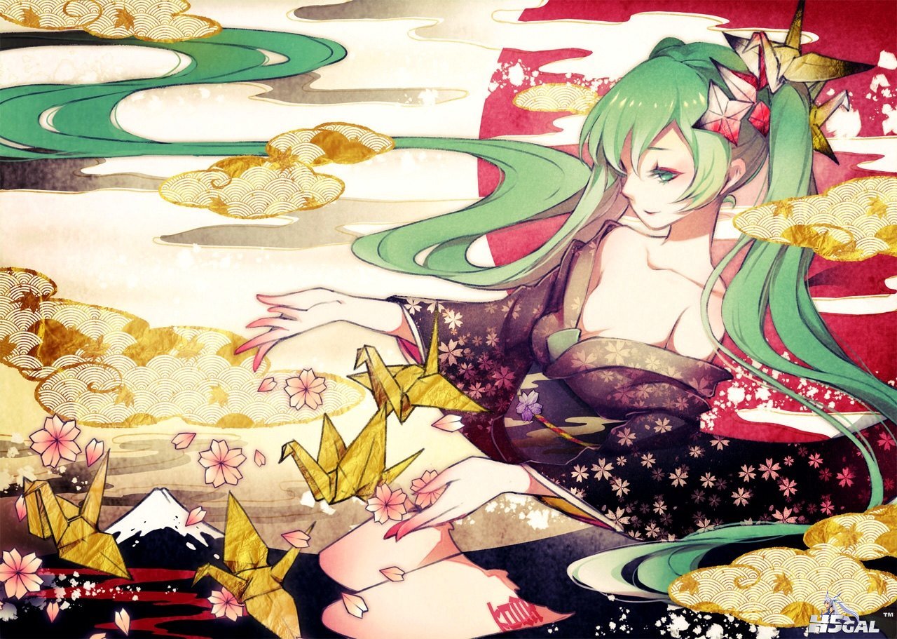 Konachan.com - 103254 cleavage hatsune_miku japanese_clothes kimono long_hair si.jpg