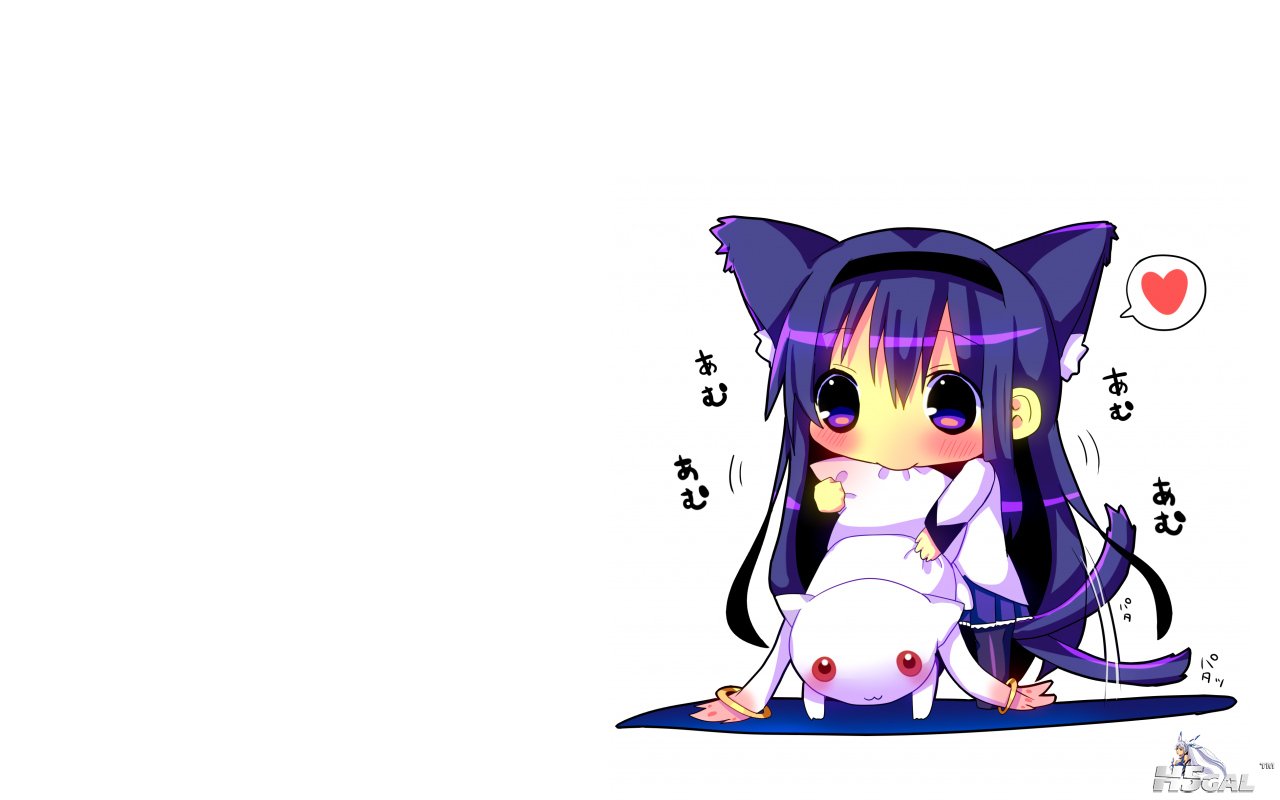 al_ears blush catgirl chibi hina_hina kyuubee long_hair mahou_shoujo_madoka_magi.jpg