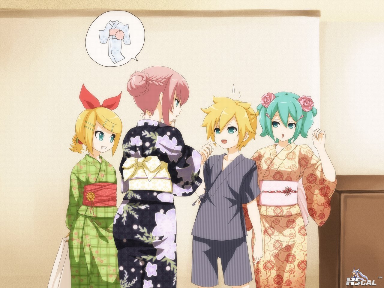 Konachan.com - 54613 hatsune_miku japanese_clothes kagamine_len kagamine_rin kim.jpg