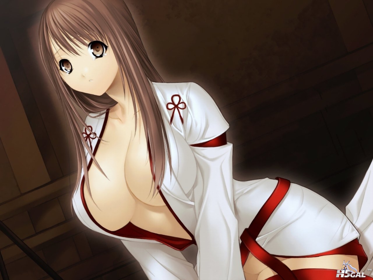 Konachan.com - 67499 breasts brown_eyes brown_hair cleavage japanese_clothes kim.jpg