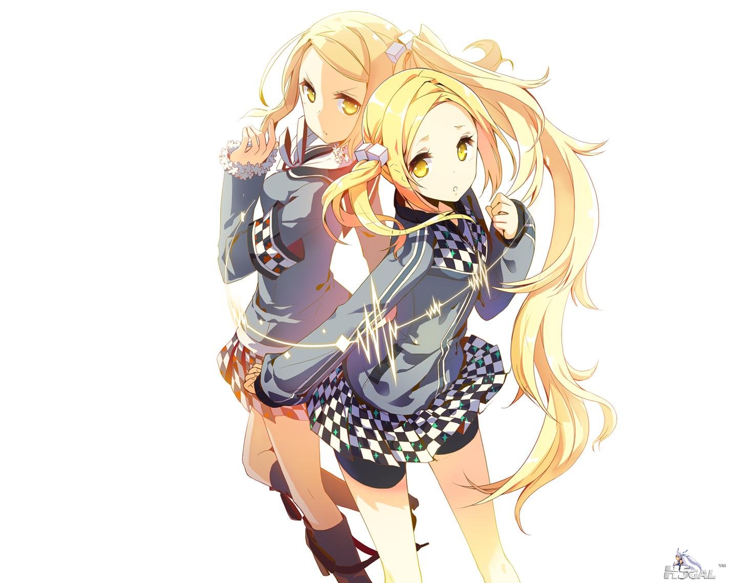 Konachan.com---119712-2girls-bike_shorts-blonde_hair-h2so4-skirt-white-yellow_ey.jpg