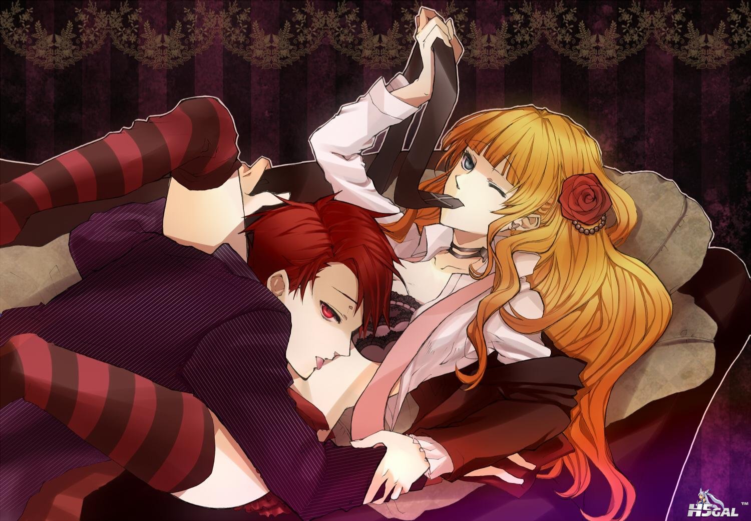 trice blonde_hair blue_eyes bra long_hair male red_eyes red_hair short_hair thig.jpg