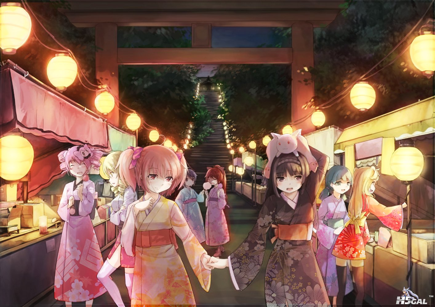 Konachan.com - 119419 akemi_homura charlotte japanese_clothes kaname_madoka kyuu.jpg