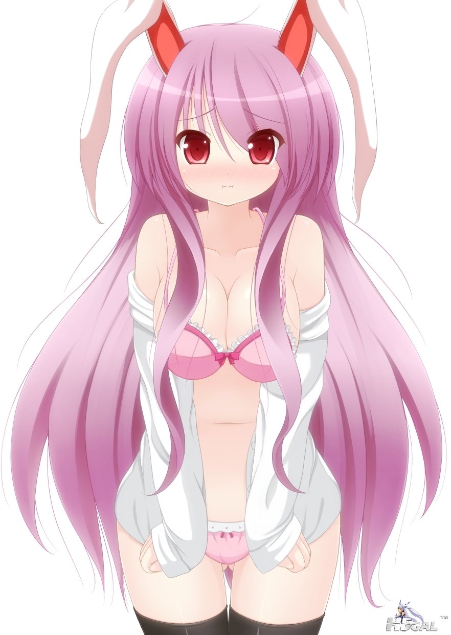 moe 205795 animal_ears bra bunny_ears chumugi cleavage open_shirt reisen_udongei.jpg