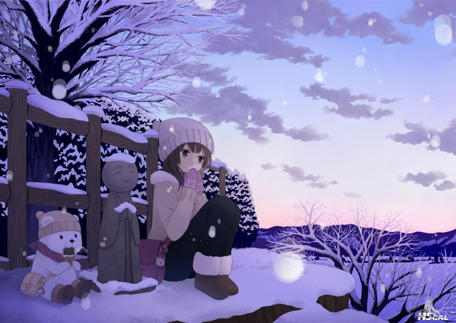 Konachan_com - 126802 boots brown_eyes brown_hair fujino_iro hat original snow.jpg