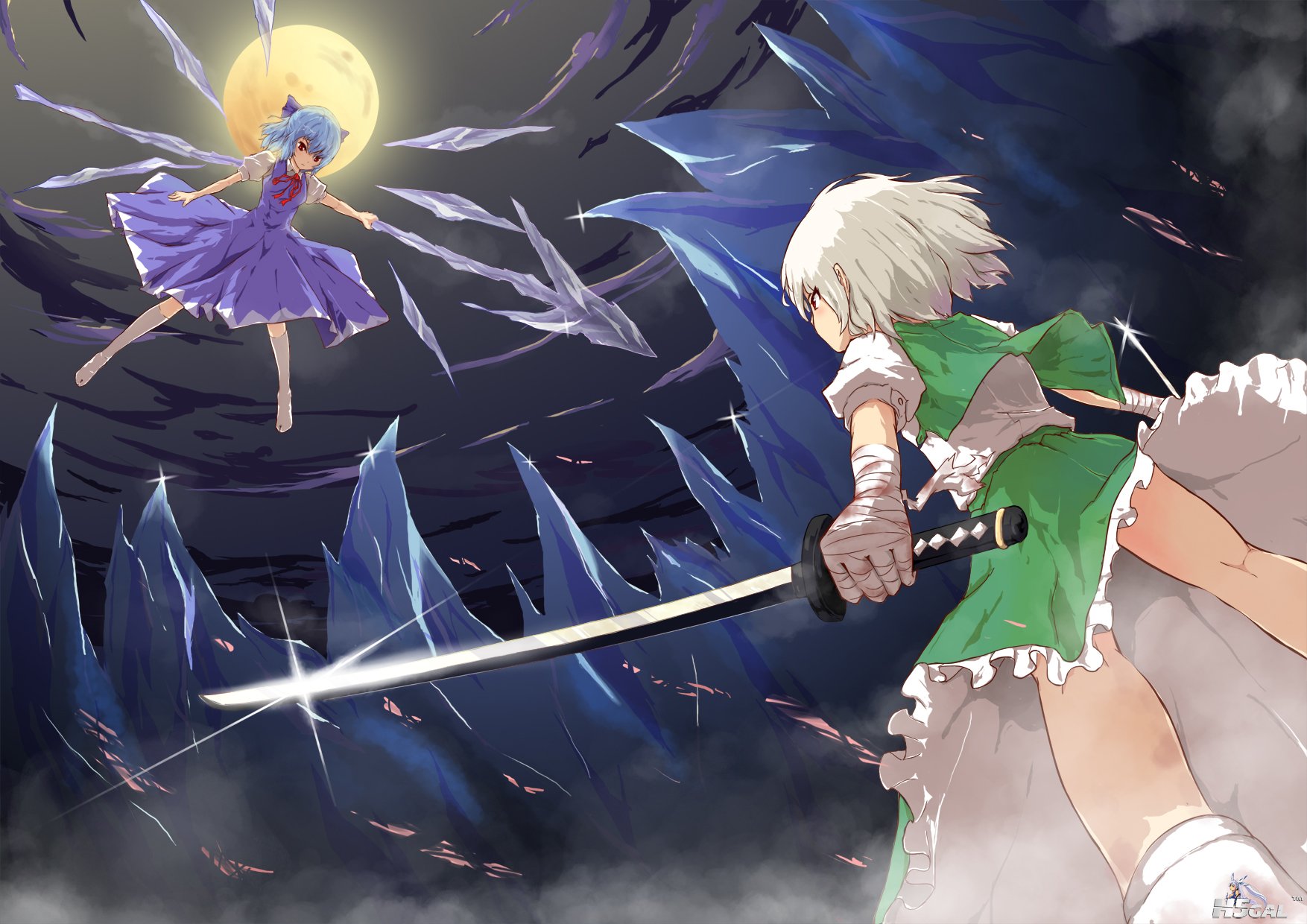 konachan 56020 cirno katana konpaku_youmu sword touhou weapon wings.jpg