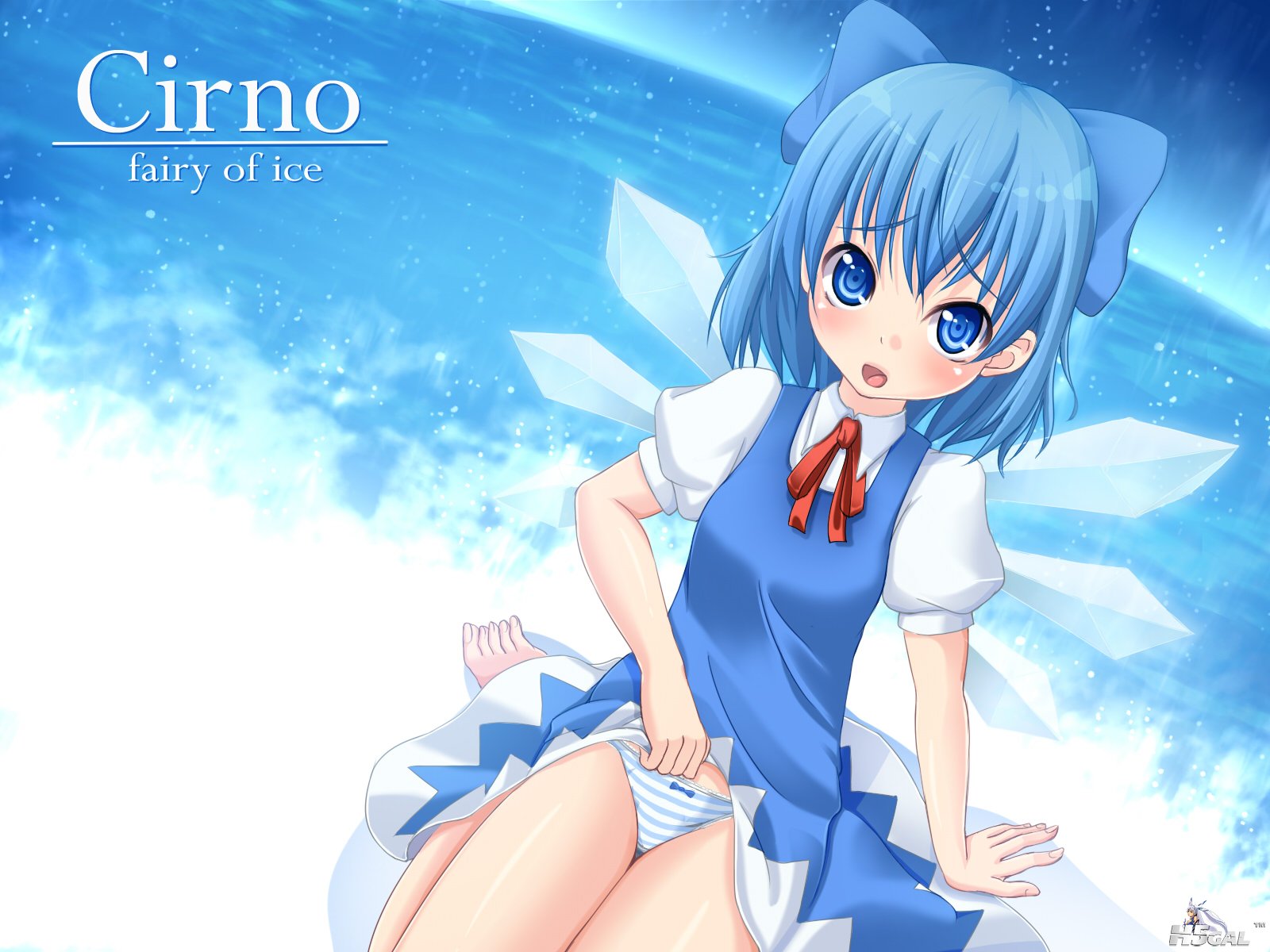 konachan 71927 blue_eyes blue_hair blush cirno panties short_hair striped_pantie.jpg