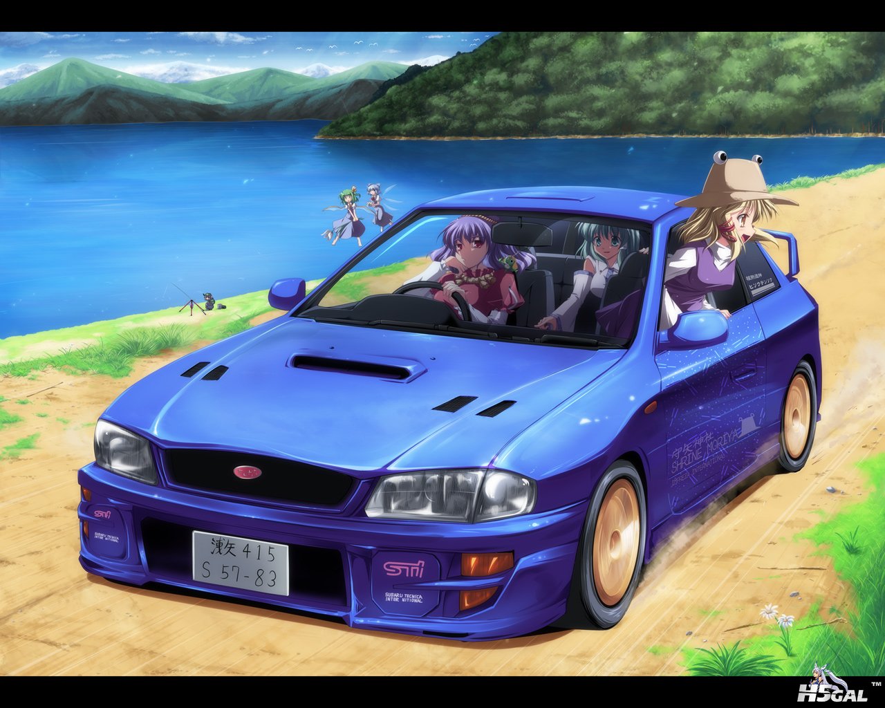 konachan 75615 blonde_hair blue_eyes blue_hair car cirno daiyousei dress green_h.jpg