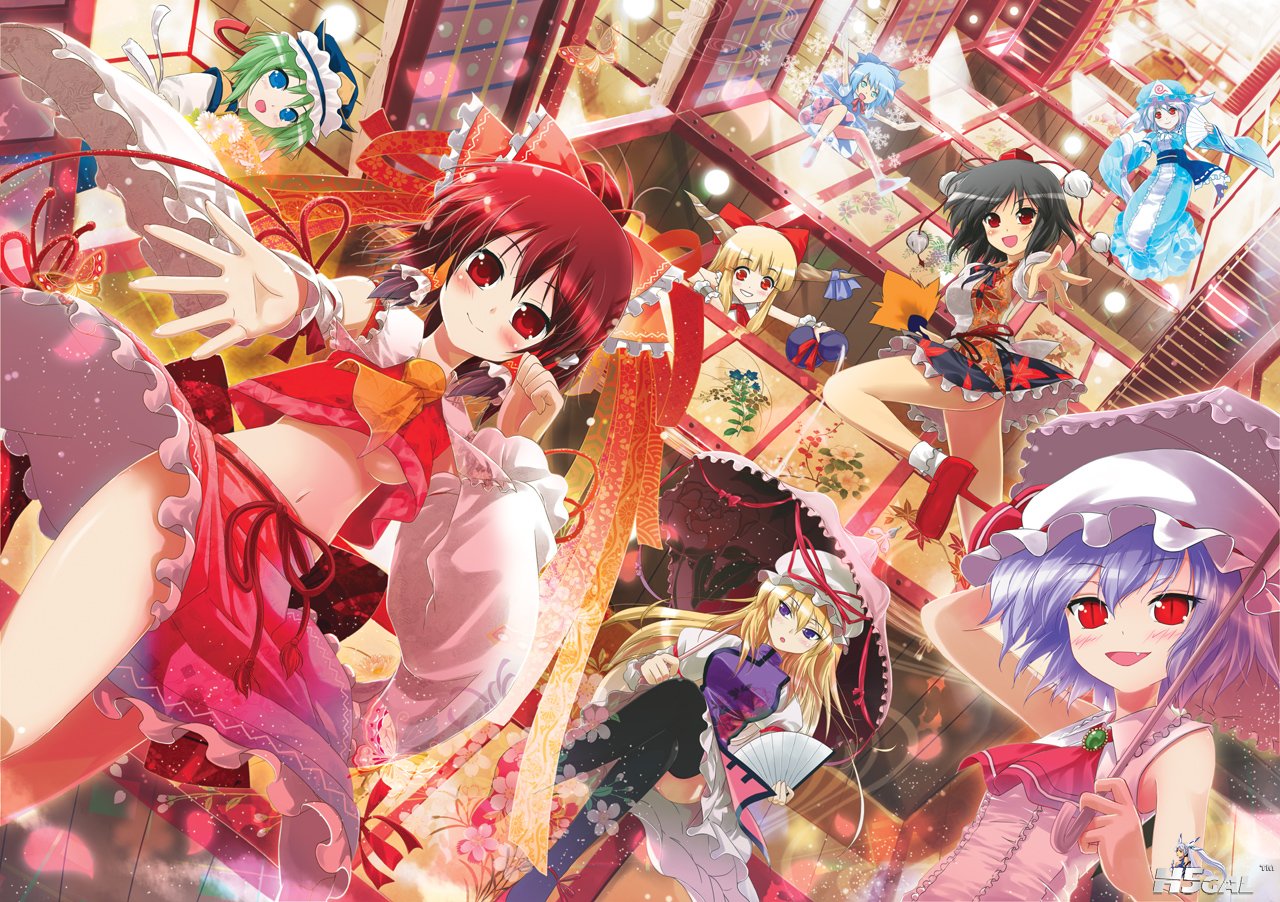 konachan 83376 cirno hakurei_reimu hat horns ibuki_suika porurin red_eyes remili.jpg