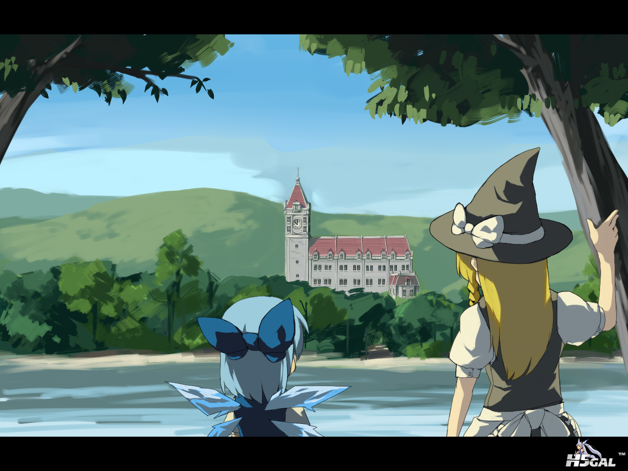 konachan 88297 blue_hair cirno hat kirisame_marisa kitsune_(kazenouta) touhou tr.png
