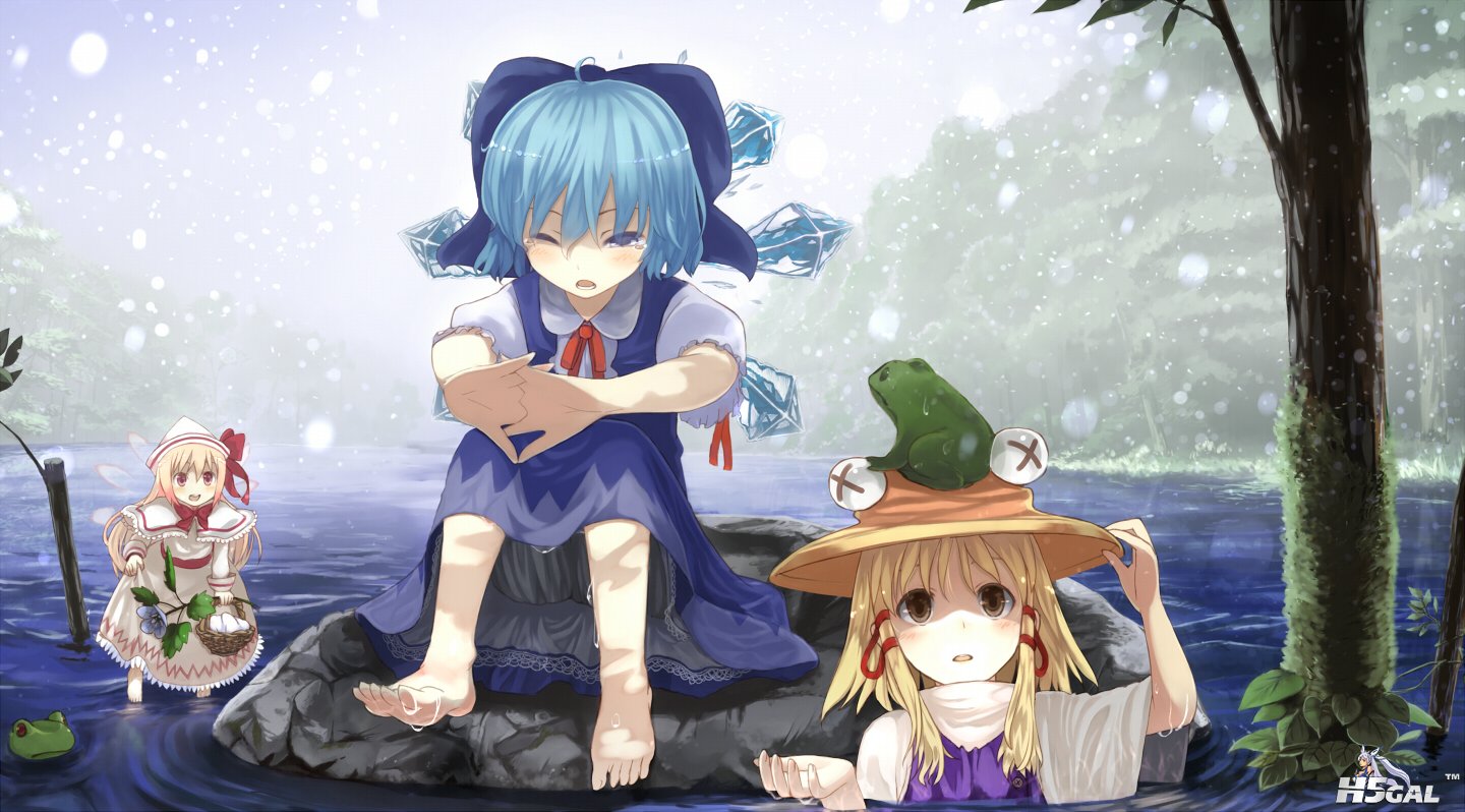 konachan 106502 animal blonde_hair blue_eyes blue_hair brown_eyes cirno dress fl.jpg