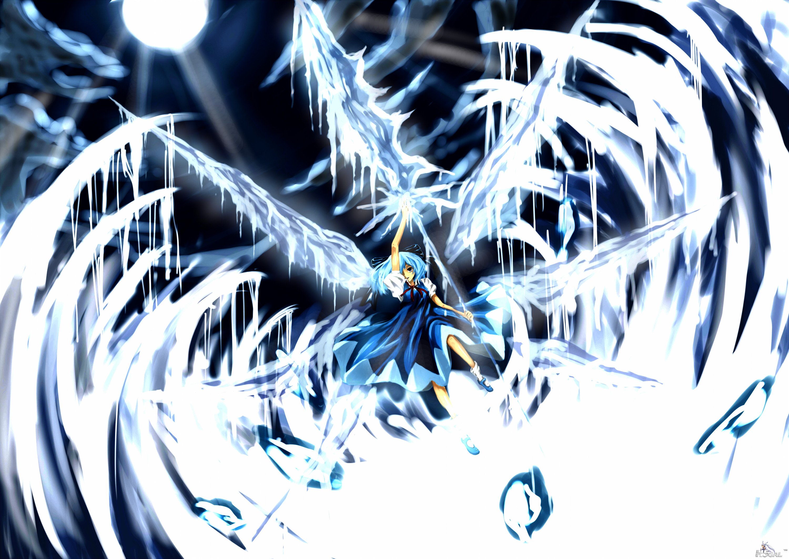 konachan 107704 bow cirno dress moon short_hair touhou weapon.jpg