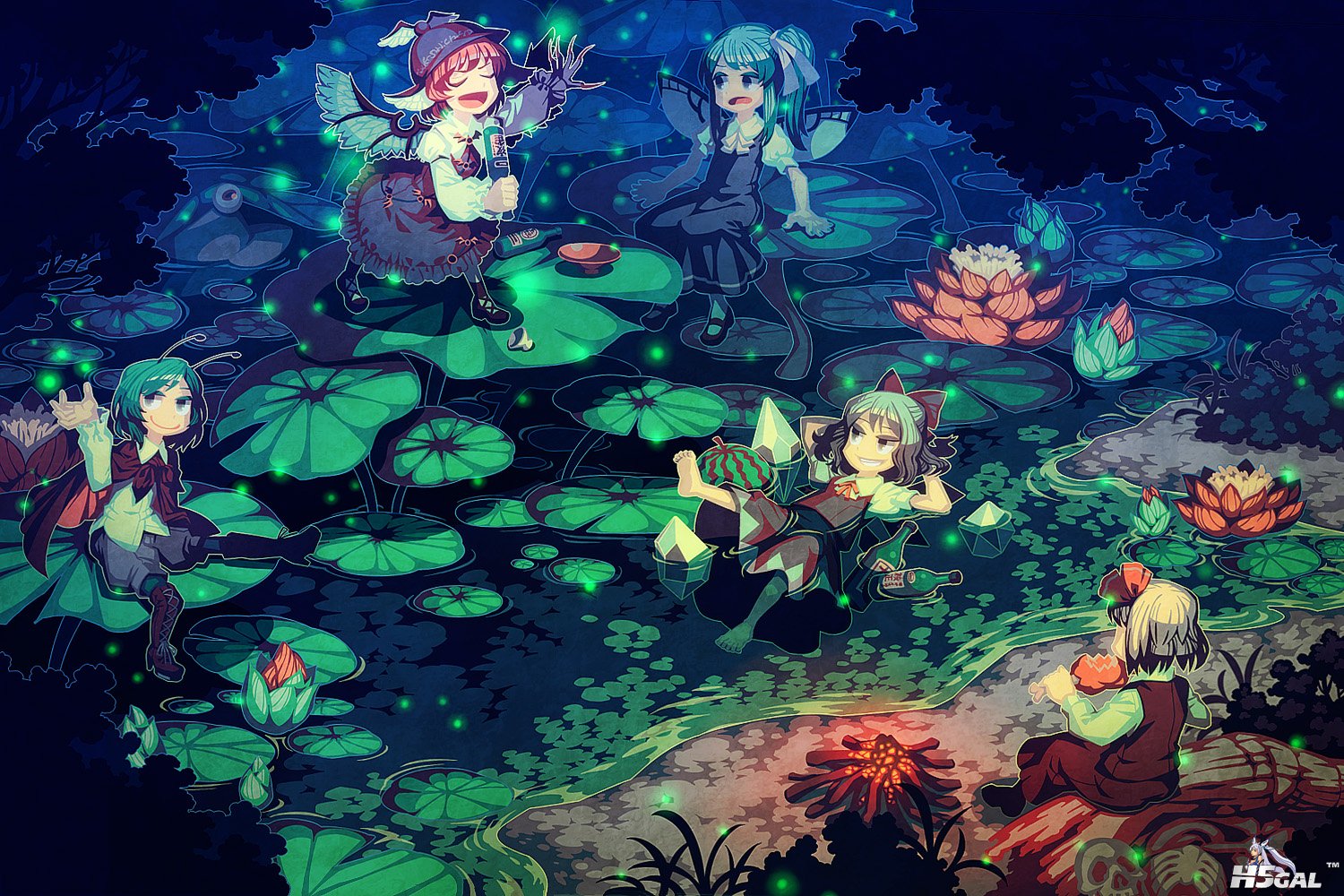 konachan 113466 cirno daiyousei mystia_lorelei rumia tagme touhou water wriggle_.jpg