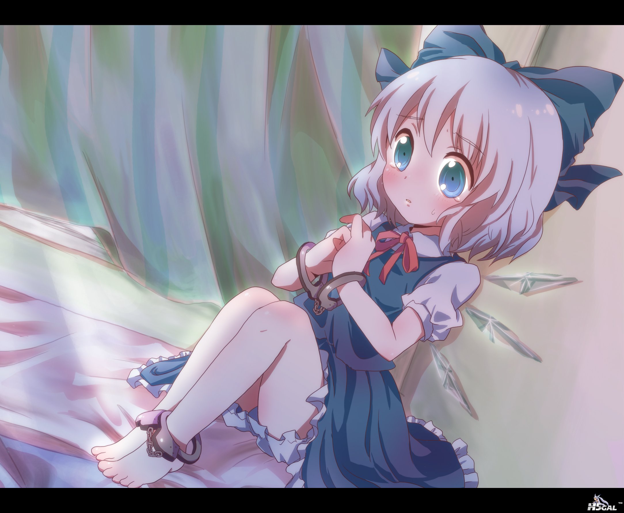 konachan 126237 blue_eyes bow cirno dress kuromame_(8gou) tagme tears touhou wings.jpg