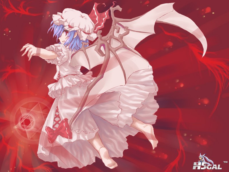 p237095_barefoot bat_wings blue_hair hat magic_circle red_eyes remilia_scarlet ~.jpg