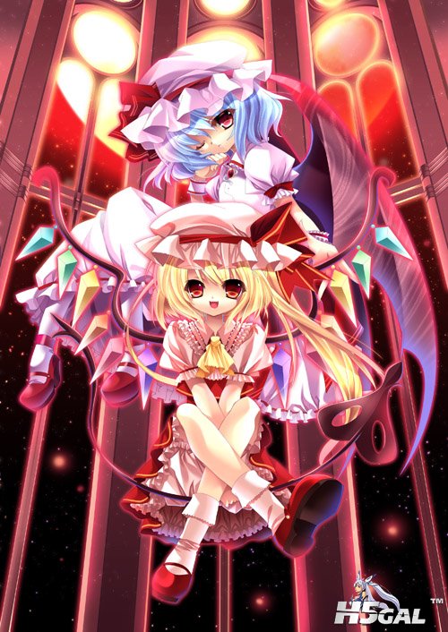 p348628_blonde_hair blue_hair flandre_scarlet hat remilia_scarlet ribbons short~.jpg