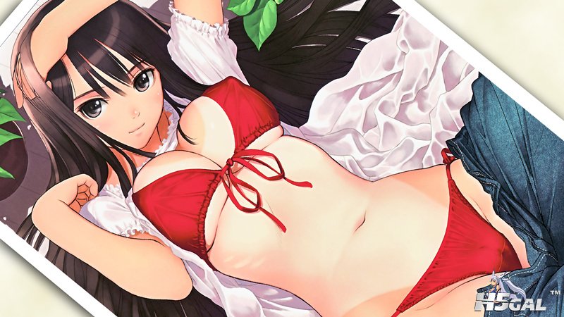 konachan 97323 bikini brown_eyes brown_hair erect_nipples swimsuit tagme taka_to.jpg