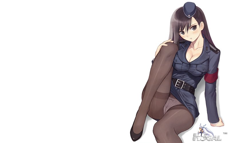 konachan 86816 brown_eyes brown_hair cleavage hat panties pantyhose taka_tony un.jpg