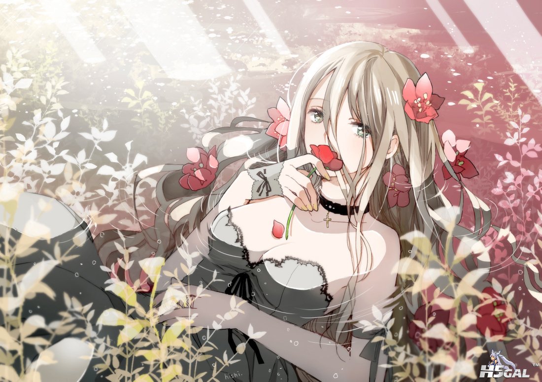 Konachan_com - 141156 cleavage dress flowers green_eyes k-xaby tagme water wet.jpg