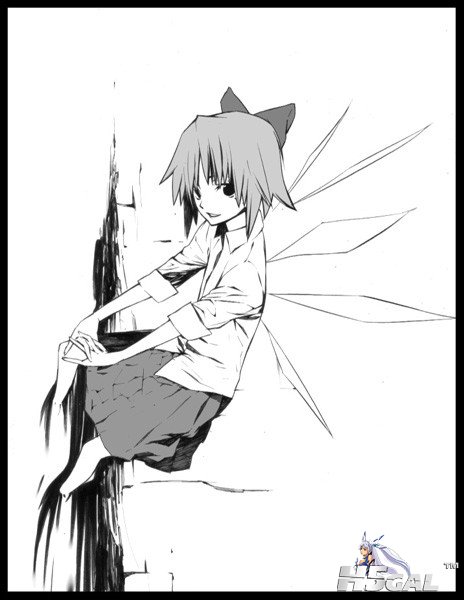 p661450_bow cirno hair_bow monochrome onigunsou short_hair the_embodiment_of_sca.jpg