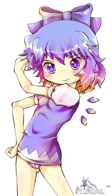 p660436_blush bow cirno gradient_hair hair_bow multicolored_hair panties purple_.jpg