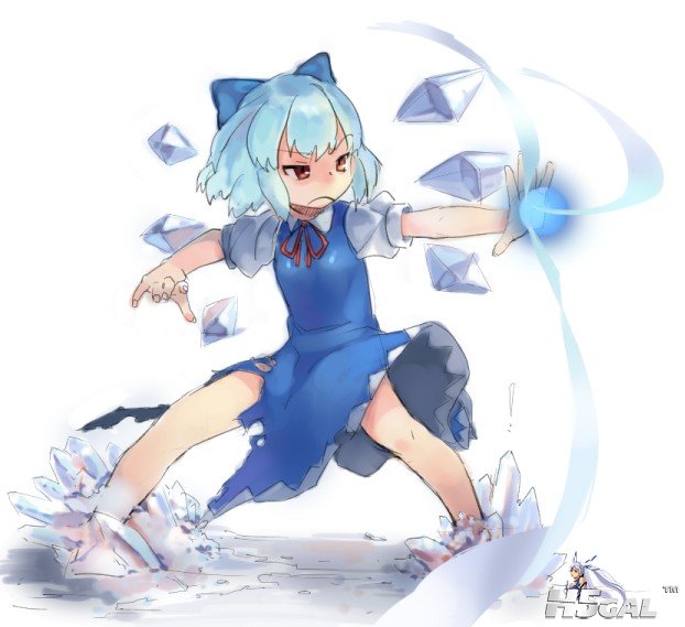 p838777_blue_hair bow cirno dress frown hair_bow ice orange_eyes short_hair soti.jpg