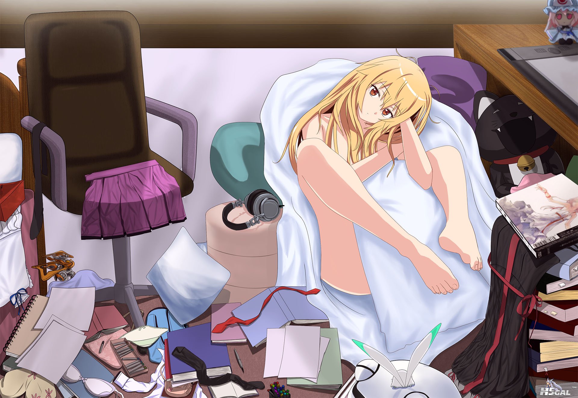 ra dress guilty_crown headphones jpeg_artifacts long_hair nude panties red_eyes .jpg