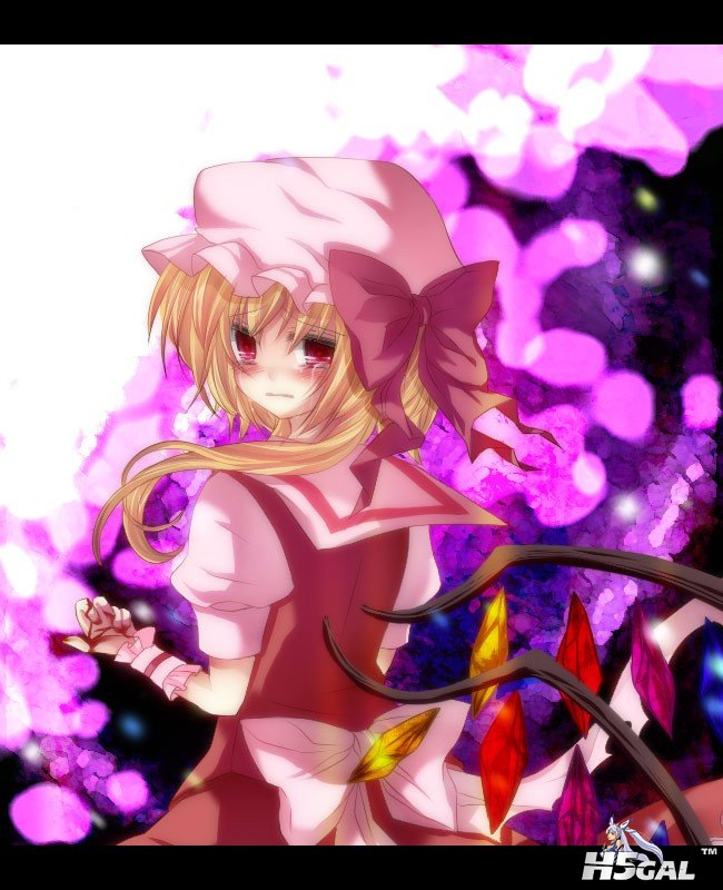 p644116_blonde_hair blood flandre_scarlet hat mutsuki red_eyes short_hair side_p.jpg