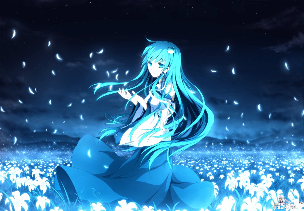 konachan 159682 clouds dress flowers grass jofree kochiya_sanae long_hair night .jpg