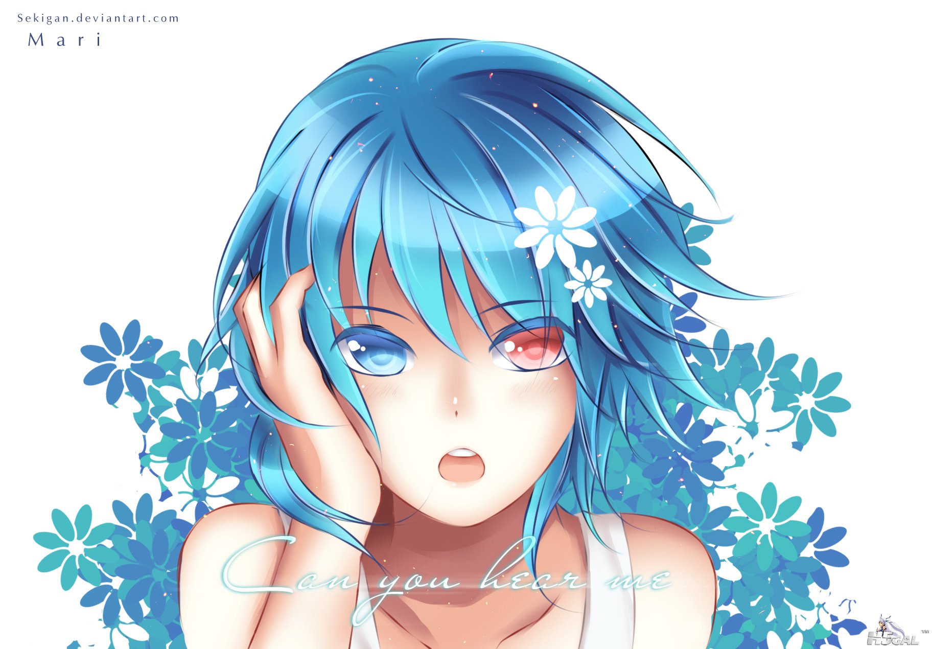 konachan 170860 bicolored_eyes blue_eyes blue_hair close flowers grand_chase mar.jpg