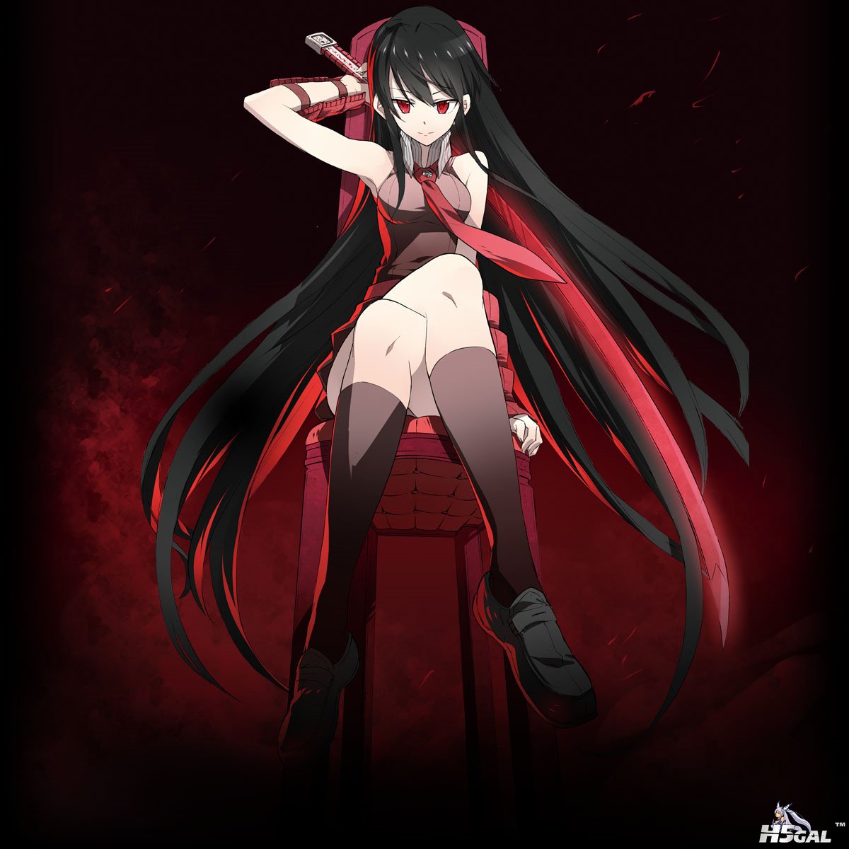 1578675 1girl akame akame_ga_kill! bare_shoulders black_hair brown_legwear cross.jpg