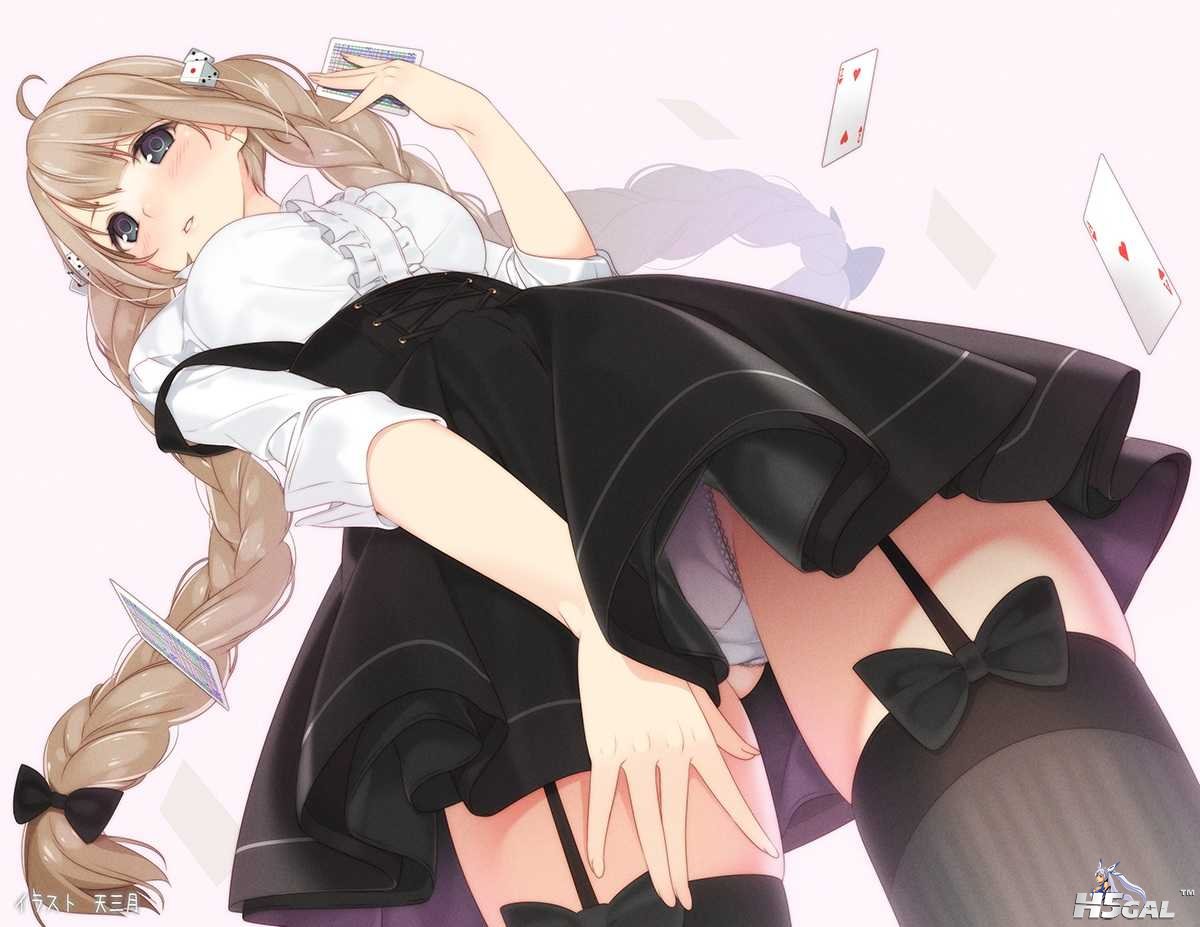 Konachan.com - 200257 ama_mitsuki blonde_hair blush bow braids garter_belt long_.jpg